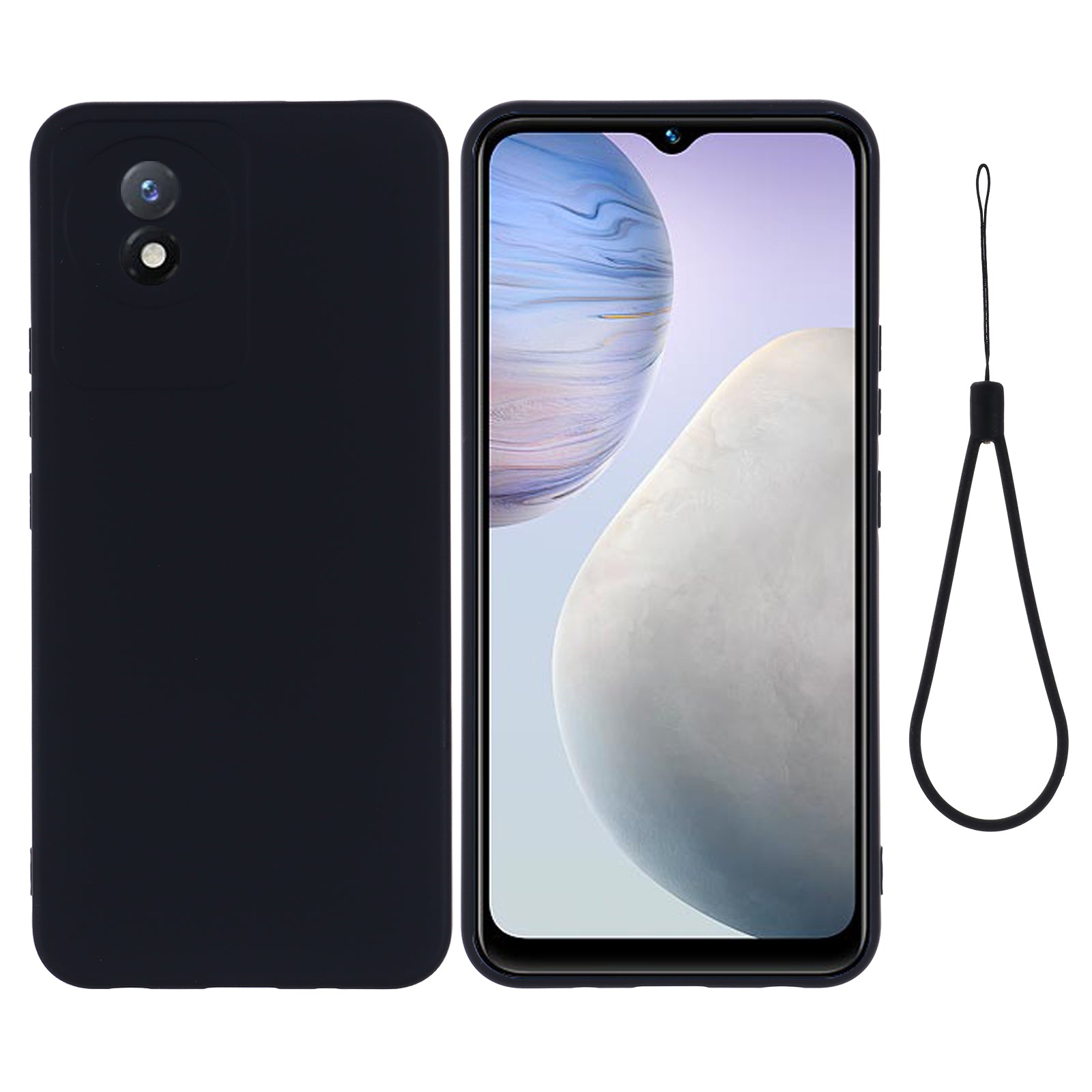 For vivo Y02 4G Liquid Silicone Case Anti-collision Cell Phone Cover Protector with Strap For vivo Y02 4G Liquid Silicone Case Anti-collision Cell Phone Cover Protector with Strap